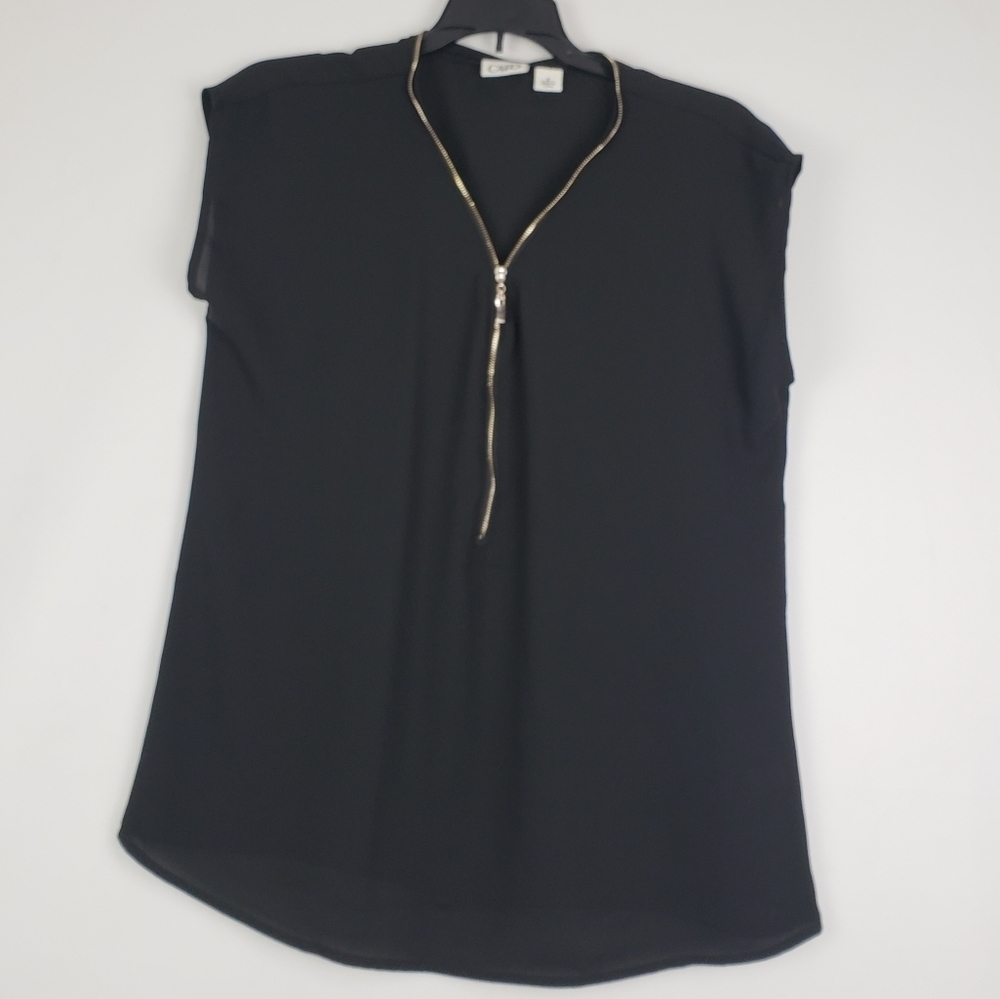 Cato‎ Black With Golden Zipper Detail Around small Cap Sleeve